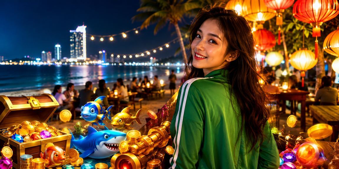 Người chơi trải nghiệm game bắn cá trong không gian đèn lồng Hội An đầy màu sắc